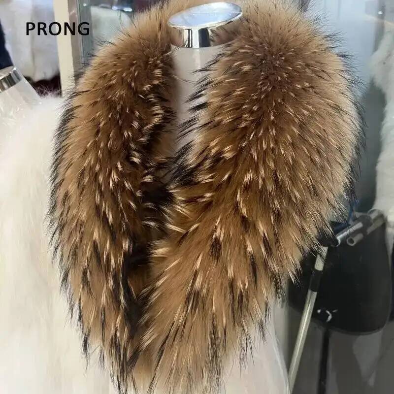 Natural Raccoon Fur Collar Rea - Winter Clothing Matching review and price