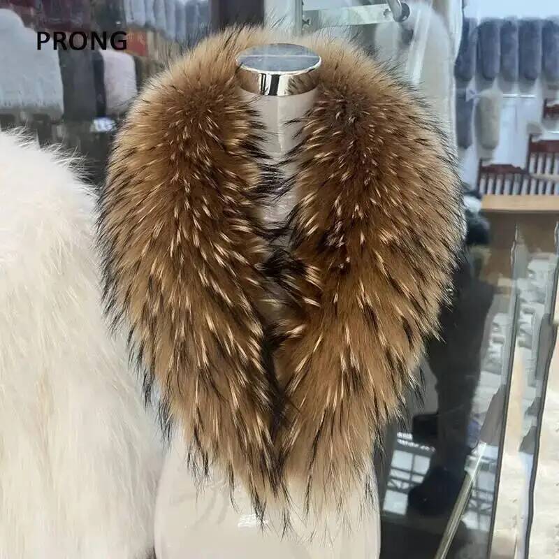 Natural Raccoon Fur Collar Rea - Winter Clothing Matching review and price