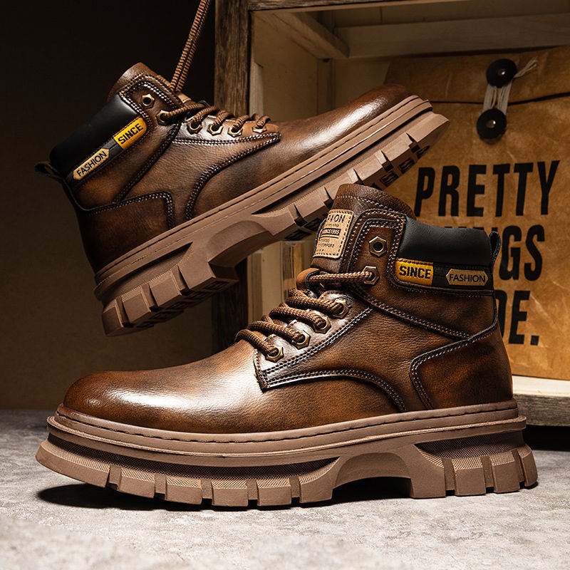 Vintage Men Platform Ankle Boo - Winter Clothing Material review and price