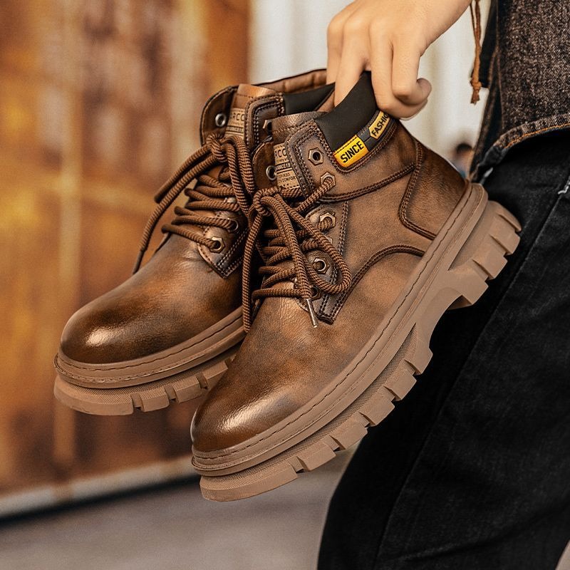 Vintage Men Platform Ankle Boo - Winter Clothing Material review and price