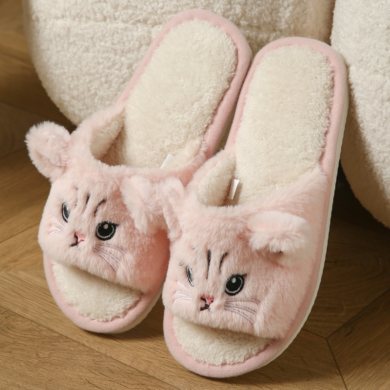 Cute Cat Plush Flip Flops For  - Winter Clothing Material review and price