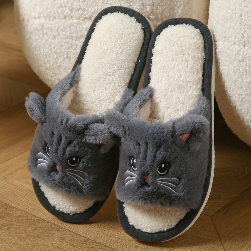 Cute Cat Plush Flip Flops For  - Winter Clothing Material review and price