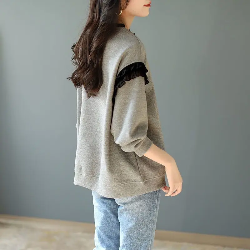Loose Grey Woman Pullover Tops - Winter Clothing Essentials For Women review and price